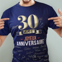 T-SHIRT À DÉDICACER 30ANS ANNIVERSAIRE HOMME XL