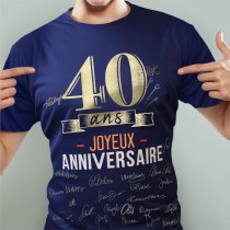 T-SHIRT À DÉDICACER 40ANS ANNIVERSAIRE HOMME XL