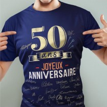 T-SHIRT À DÉDICACER 50ANS ANNIVERSAIRE HOMME XL