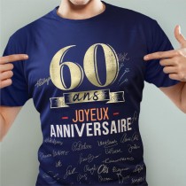 T-SHIRT À DÉDICACER 60ANS ANNIVERSAIRE HOMME XL