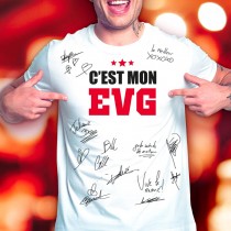 T-SHIRT À DÉDICACER COTON C\'EST MON EVG ADULTE