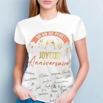 T-SHIRT À DÉDICACER POLYESTER ANIVERSAIRE FEMME