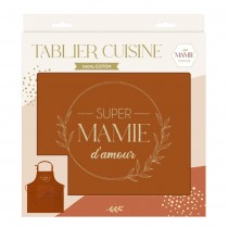 TABLIER DE CUISINE COTON OCRE SUPER MAMIE D\'AMOUR