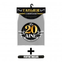 TABLIER GRIS DÉDICACE ANNIVERSAIRE 20AINE HOMME