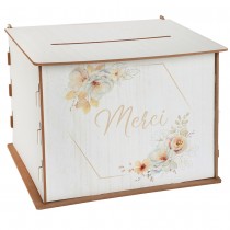 URNE BOIS TENDRESSE FLEUR 23X20X20CM BLANC