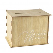 URNE BOIS UN GRAND MERCI 30X23.5X23,5CM NATURE