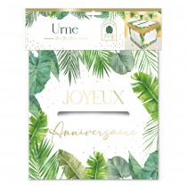 URNE CARTON ANNIVERSAIRE TROPICAL PARTY 20CM VERT