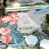 URNE CARTON CAGNOTTE RETRAITE TROPICAL 20CM