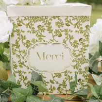 URNE CARTON MERCI JARDIN BOTANIC 21X25CM PISTACHE