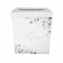 URNE CARTON MERCI JARDIN BOTANIC 21X25CM SAUGE