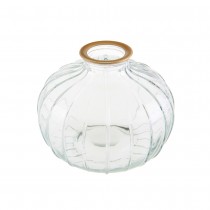 VASE BOULE VERRE GOULOT OR 9X10CM TRANSPARENT