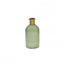 VASE FLACON GOULOT OR 6.5X13CM VERT OLIVE