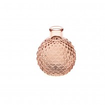 VASE VERRE BOULE EMBOSSÉ 8X9.5CM VIEUX ROSE