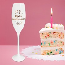 VERRE FLÛTE CHAMPAGNE ANNIVERSAIRE BLANC ROSE 