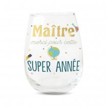 VERRE ROND MAÎTRE  MERCI SUPER ANNÉE 12CM