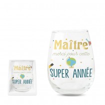 VERRE ROND MAÎTRE  MERCI SUPER ANNÉE 12CM