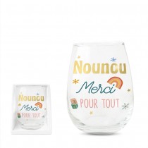 VERRE ROND NOUNOU MERCI POUR TOUT 12CM