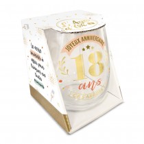 VERRE ROND TRANSPARENT ANNIVERSAIRE 18ANS