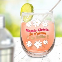 VERRE ROND TRANSPARENT MAMIE CHÉRIE JE T\'AIME