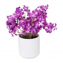 VIOLETTES ARTIFICIELLES POT CÉRAMIQUE BLANC 27CM